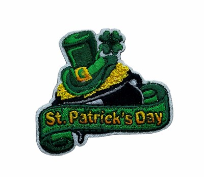 Saint Patrick's Day Shamrock Derby Hat 2 Inch Embroidered Patch AVA4627 F4D29J