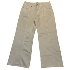 Loft Cream High Rise Wide Leg Cotton Stretch Front Seam Jeans Size 12 Petite 31