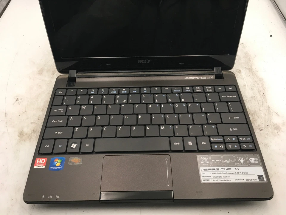 ACER ASPIRE ONE 722 -FOR PARTS/NO POWER- AMD C60 - 4GB RAM - 11" -NO OS-READ- BB - Image 3 of 4