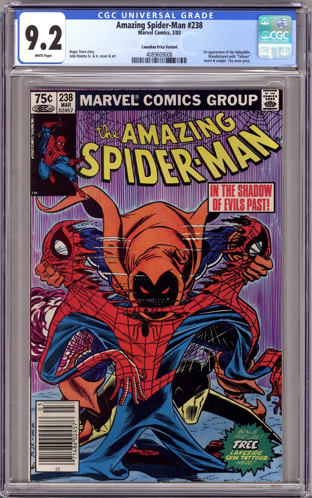 アメコミ Amazing spider man #238 CGC 初登場　リーフ Amazing Spider-Man #238 (Canadian Price Variant) Value - GoCollect
