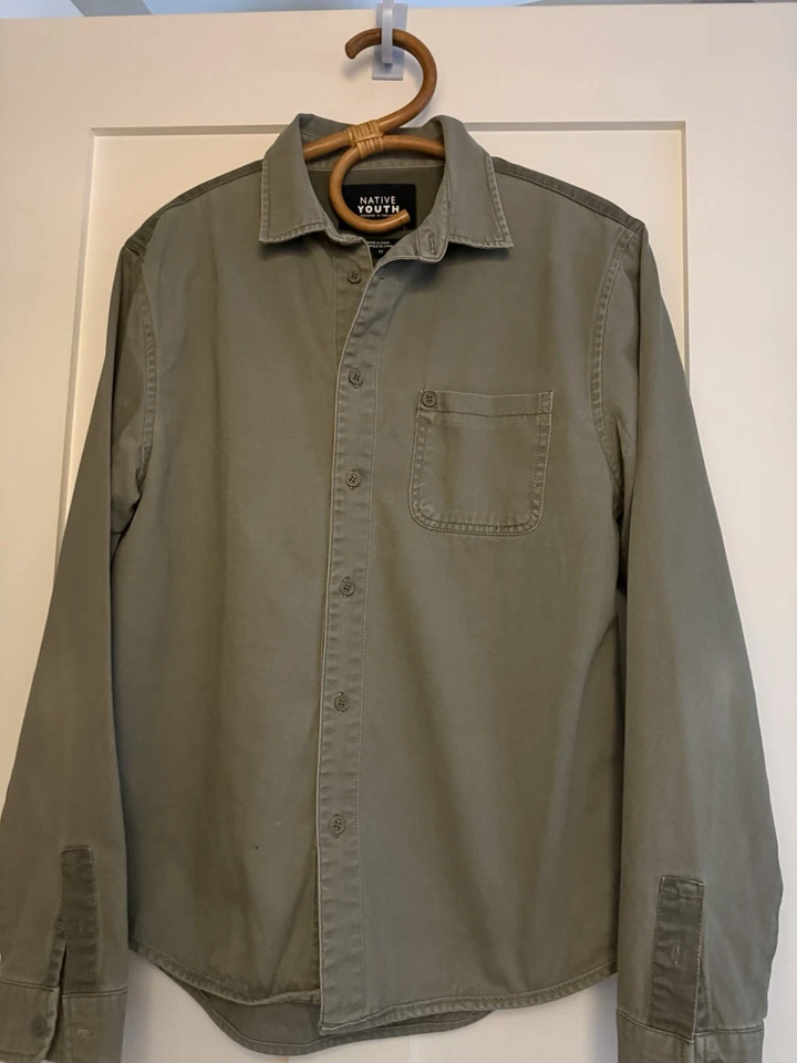 Native Youth Mens Gray Long Sleeve  Cotton Button Down Shirt Med - Image 2 of 4