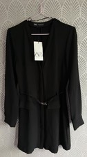 ZARA Black Belted Long Sleeve Dress – Size M – BRAND NEW