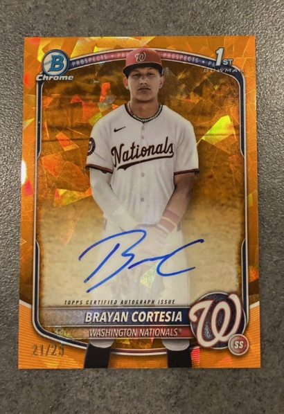2025 Bowman Chrome Sapphire Brayan Cortesia Orange Refractor Auto /25