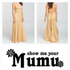 NWT Show Me Your MuMu Godshaw Goddess Gown Long Maxi Sz. XL True Gold Luxe Satin