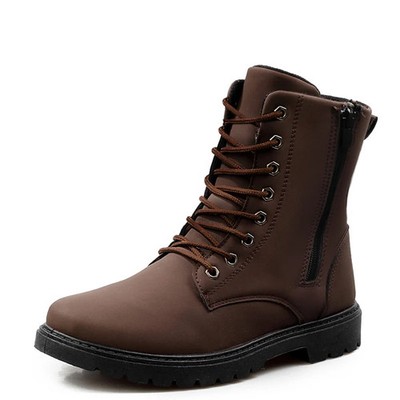Fashion British Style Work Men Boots Lace Zip Non-slip Cotton High Boots for Men