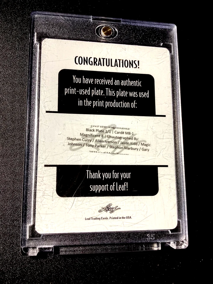 Stephen Curry 1/1 2024 Hoja Magnífica Rara #1 Placa de Impresión 1 de 1 Magic Iverson Foto 4 de 4
