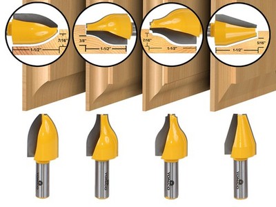 4 Bit Vertical Raised Panel Router Bit Set - 1/2'' Shank - Yonico 12404