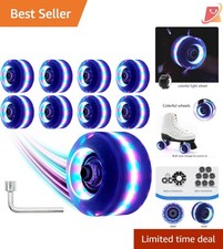 Light Up Roller Skate Wheels 8 Pack 78A Hardness Polyurethane with ABEC-9 Bea...