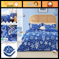 Coastal Blue Twin Quilt Bedding Set - Lightweight Reversible Bedspread for Summe