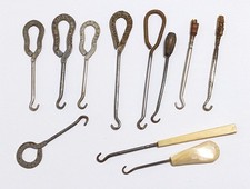 ANTIQUE BUTTON/CORSET/BOOT HOOK - LOT OF 11