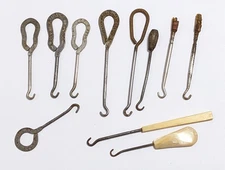 ANTIQUE BUTTON/CORSET/BOOT HOOK - LOT OF 11