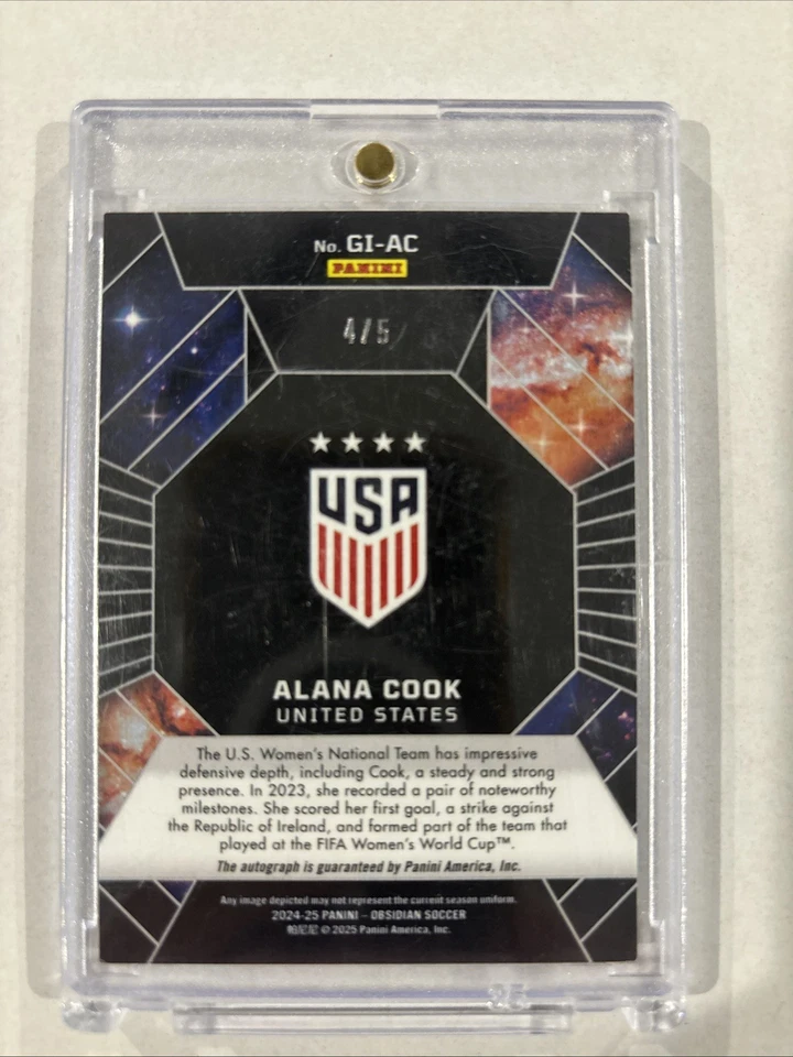 2024-25 Panini Obsidian FIFA Alana Cook USWNT Galaxy Ink Gold 4/5  - Image 2 of 2