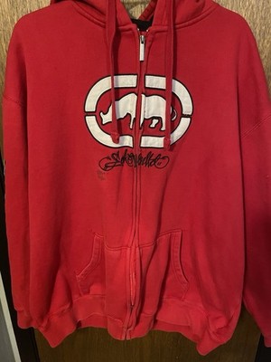 Ecko Unlimited XXL Red Full Zip Hoodie Y2K Rhino Logo Streetwear Jacket