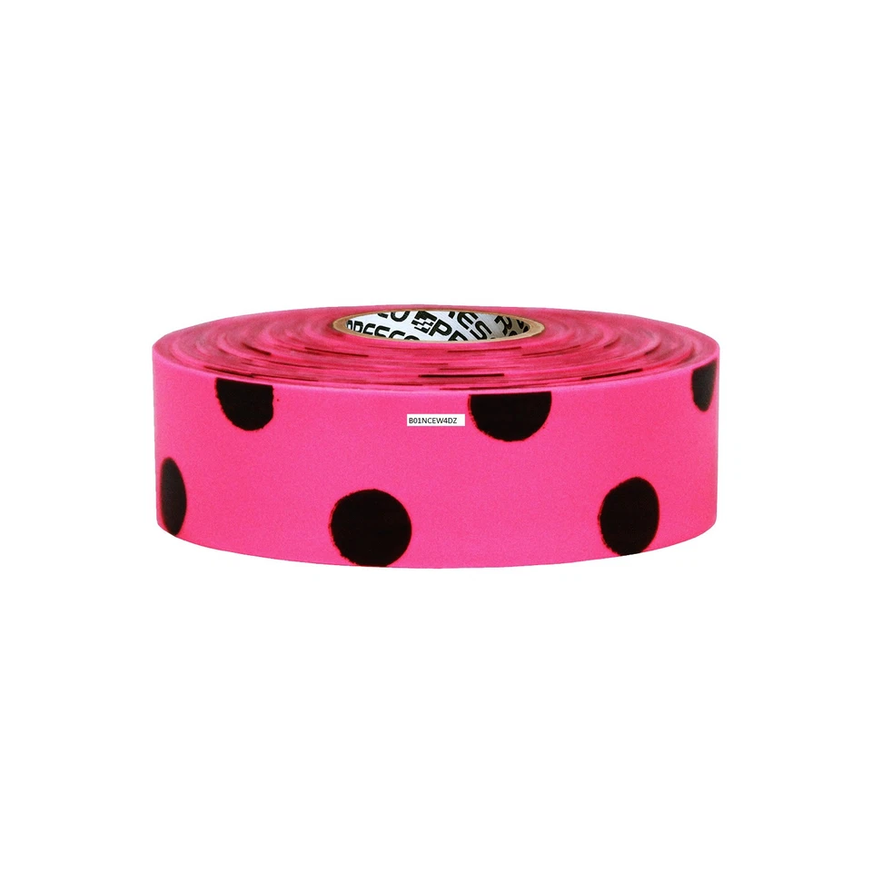 Presco PresGlo Polka Dot Patterned Roll Flagging Tape: 1-3/16 in. x 50 yds. Neon