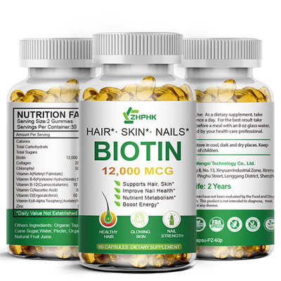 120 ct Biotin Capsules - Hair Growth & Keratin Production High Potency 12000mcg