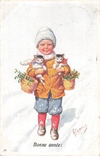 CP ILLUSTREE SIGNEE FEIERTAG ENFANT PANIERS GUI HOUX PETITS CHATS - 61992
