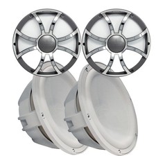Two Wet Sounds Revo 12" Subs Grills-White Subs Gunmetal Stainless Grills-4 Ohm