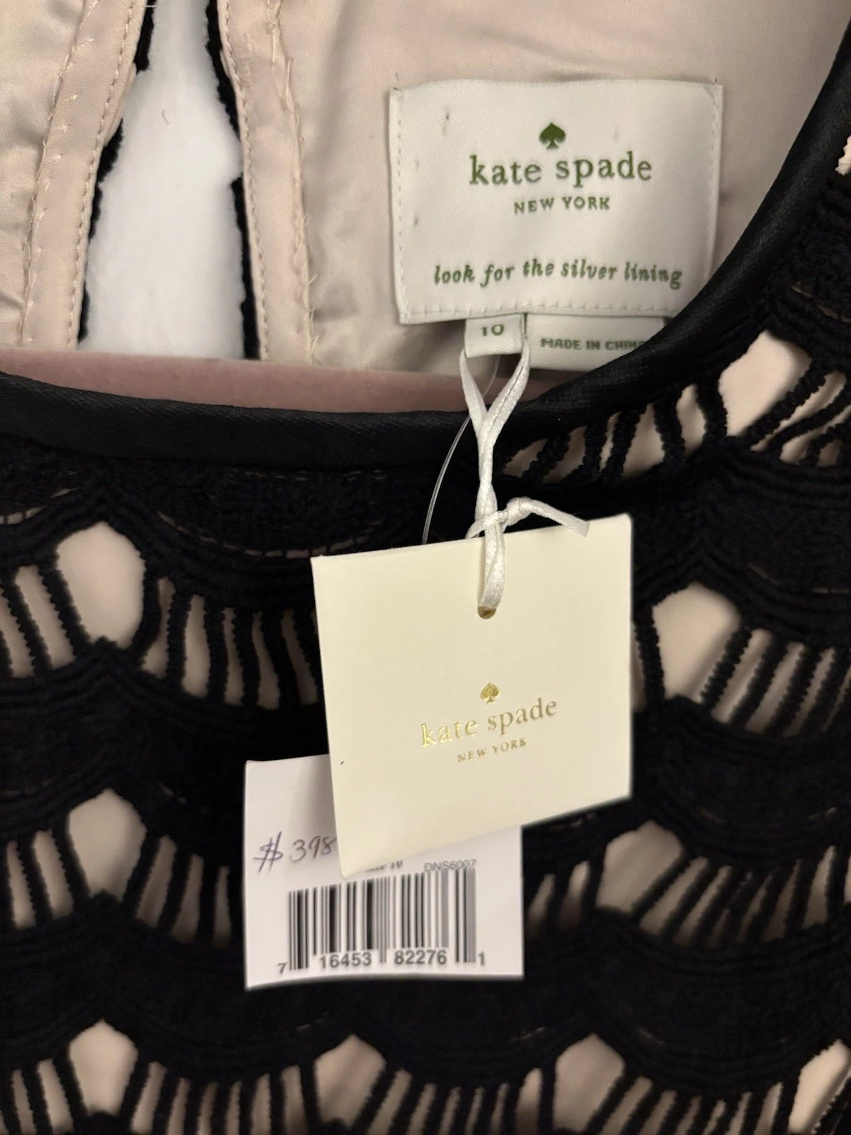 Abito Kate Spade New York Nero Virginia Pizzo Cambio Nuovo 10