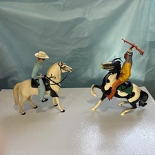 VINTAGE HARTLAND LONE RANGER W/CHAPS, SILVER  and Cochise  saddle and horse gun