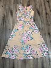 BHLDN Floral Manon Sleeveless A-Line Dress Beige Pink Blue Womens Elegant Summer