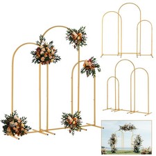 Set of 3 Metal Arch Frame Backdrop Stand Gold Wedding Arch Stand 4FT/5FT/6FT 