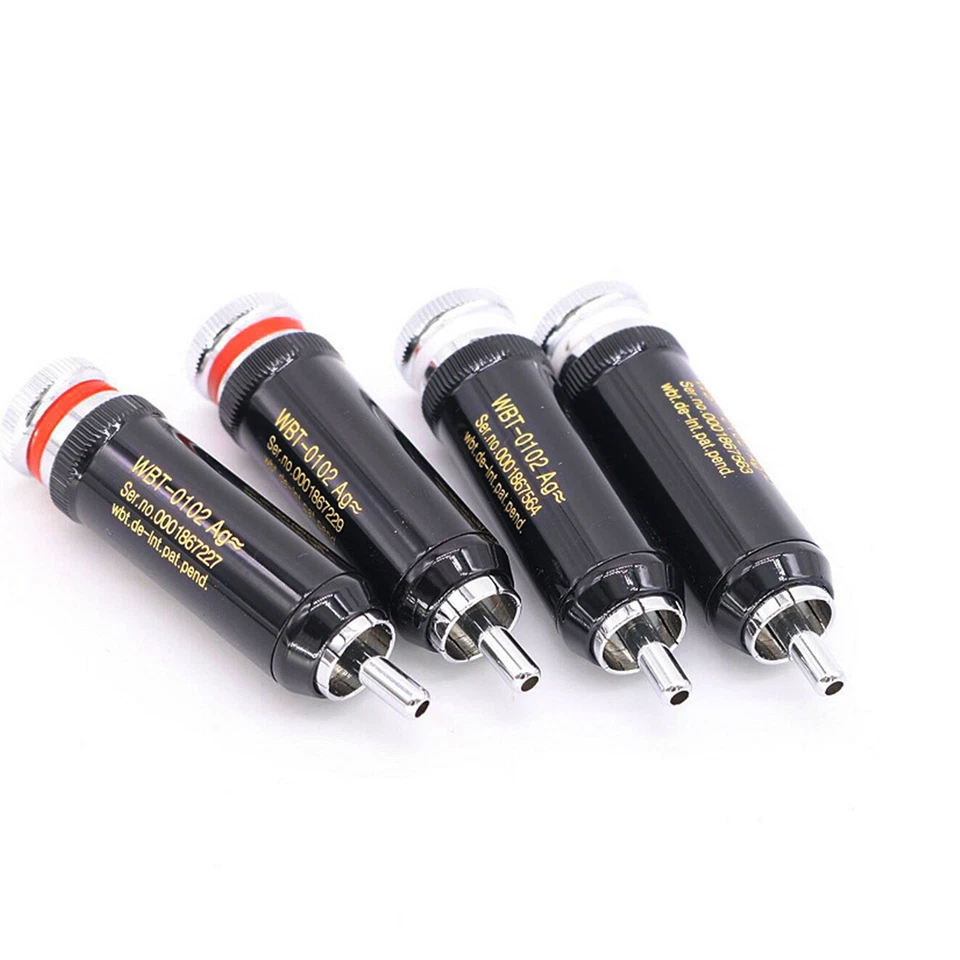 Pacote com 4 conectores plugue RCA folheados a ródio WBT-0102 cabo de interconexão de áudio faça você mesmo - Imagem 4 de 4