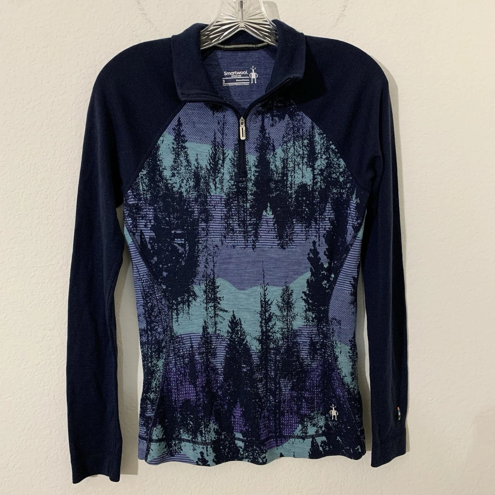 Smartwool Merino 250 Base Layer S Women’s Collar L/S Blue Woodsmoke Forest