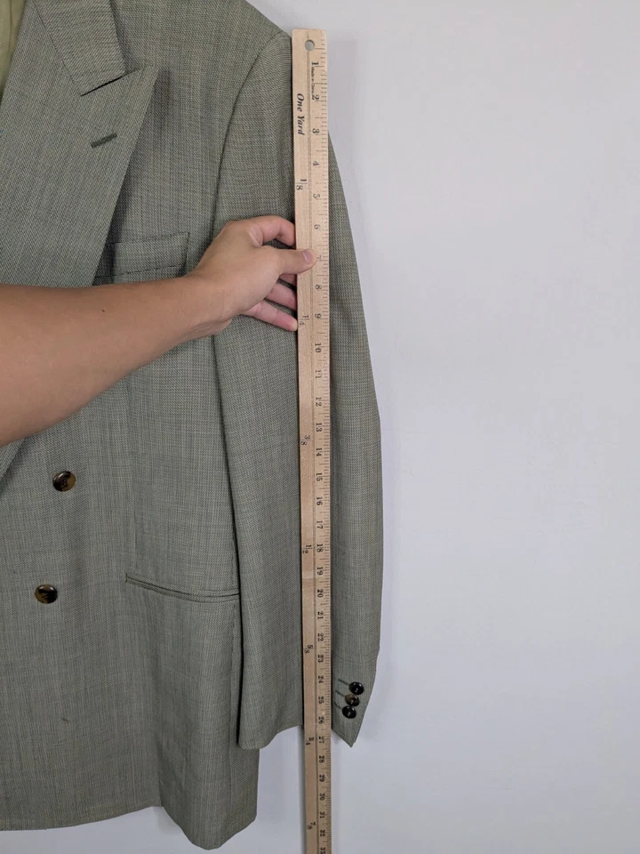 Canali Blazer Men's 44L Olive Green Double Breasted 100% Wool - Image 4 of 4