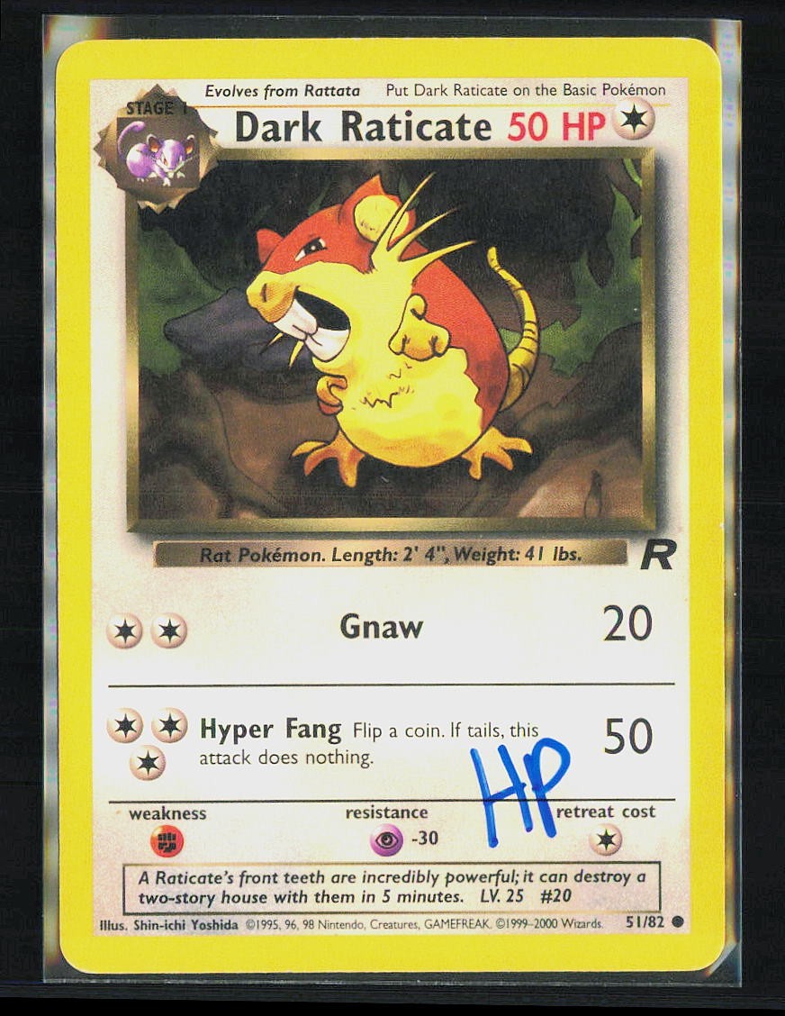 Pokemon Dark Raticate Team Rocket 51/82 Unlimited HP