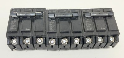 LOT OF 3 GE/ABB Q-Line 30 Amp 3 in. Triple-Pole Circuit Breaker