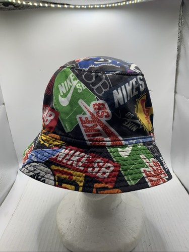 Nike SB 2010s Skateboard Stickers Bucket Hat All Over Print Men’s Small  Rare