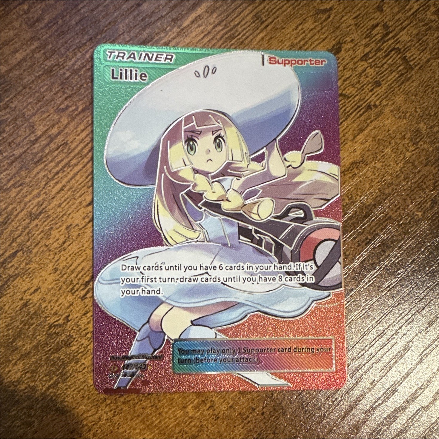 FANART Pokémon Lillie 147/149 Sun & Moon Full Art Holo Ultra Rare Trainer Card