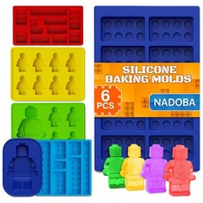 6 Pcs Chocolate Molds Silicone   Fun Robot  Brick Non-Stick Shapes, Heat-Res...