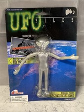 Vintage Sealed 90 s UFO Files Weird Glow Eyes Alien Monster Bendy Toy Figure Y2K