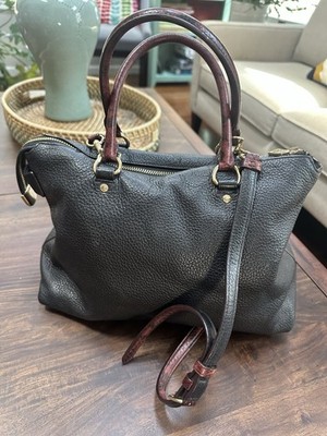 Coach Mini Emma Satchel Leather Exotic Snake Trim Signature Canvas