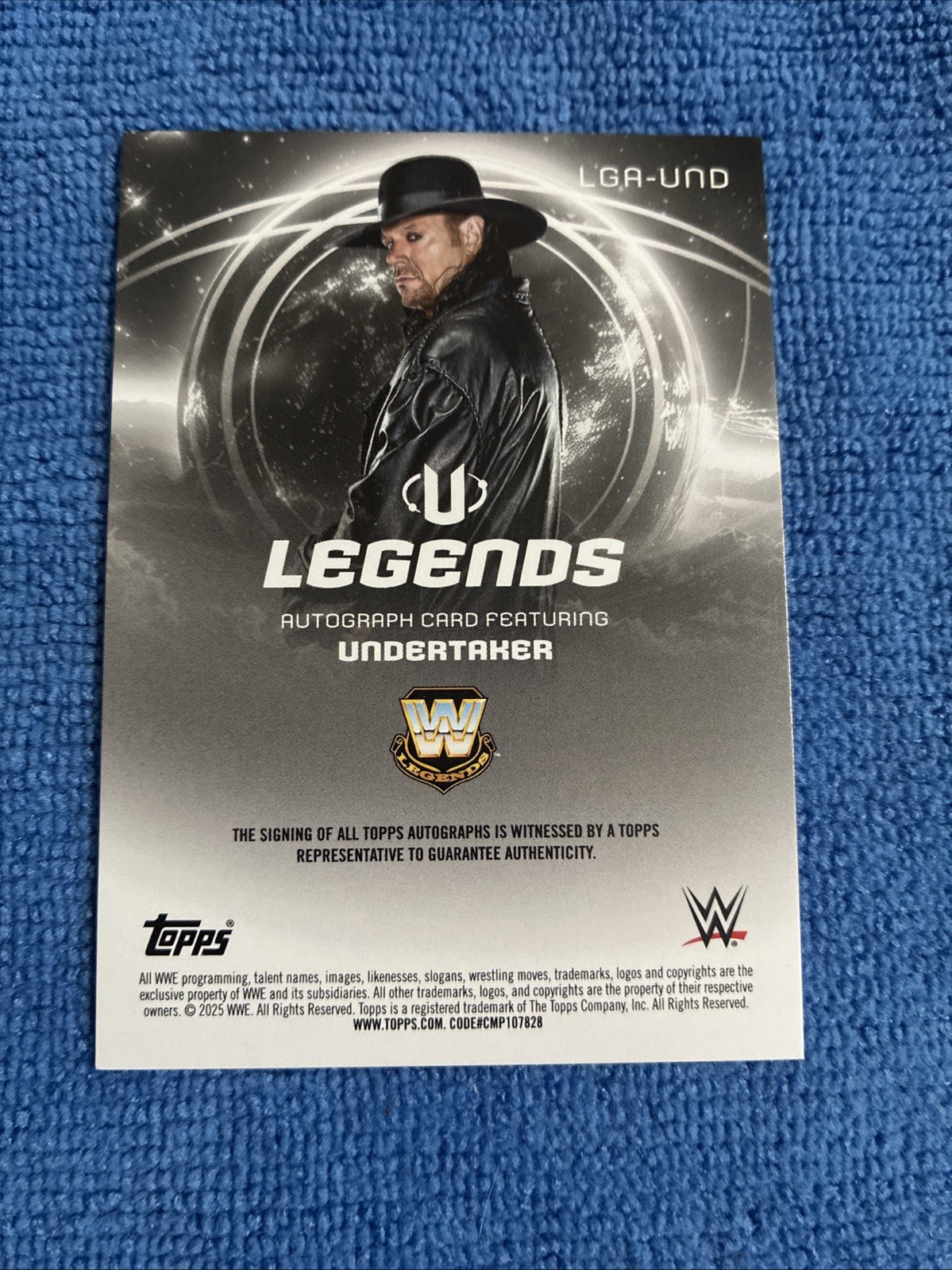 2025 Topps WWE Undertaker Serial Auto /99 Autographed Wrestling Legends Blue Ink view 2