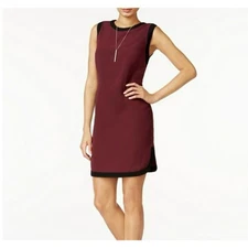 Bar III Dress Women's Large Burgundy Black Sleeveless Sheath Vintage Wine NWT