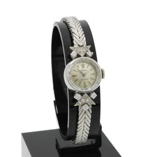 Ladies' Rolex Precision 15mm 18KWG Silver Dial Cocktail Watch #W301760-1