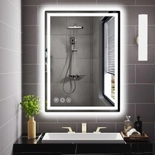 24x32 Inch LED Bathroom Mirror with Stepless Dimmable Wall Mounted Mirrors
