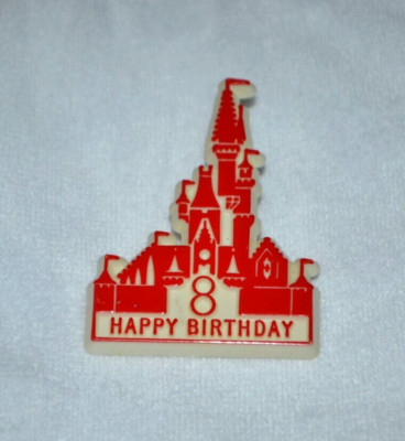 1979 Original WDW Happy 8th Birthday Cinderella Castle Button Pin 21322 VHTF
