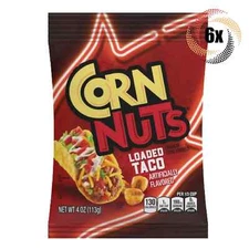 6x Bags Corn Nuts Loaded Taco Flavored Crunchy Corn Kernels Snack - 4oz
