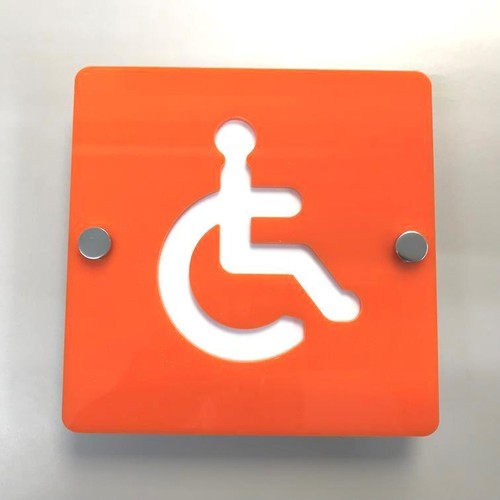 Square Disabled Toilet Sign - Many Colour Choices & Chrome Fixings - Picture 7 of 23