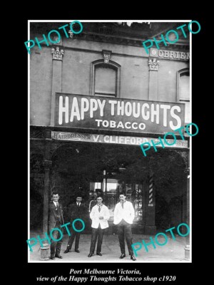 OLD 8x6 HISTORIC PHOTO OF PORT MELBOURNE VIC HAPPY THOUGHTS TOBACCO SHOP 1920