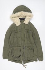 New Look Womens Green Parka Coat Size 8 Zip