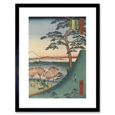 Original Fuji Meguro Views of Edo Hiroshige Woodblock Framed Wall Art Print