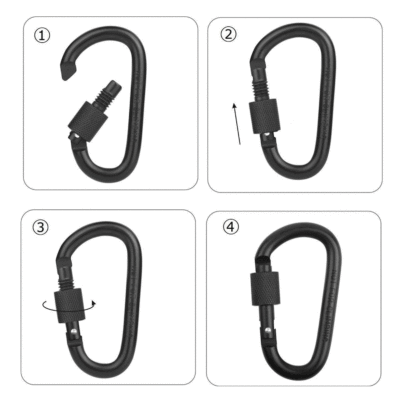 30KN Heavy Duty Auto Locking Climbing Carabiner Aluminum D Ring Clips