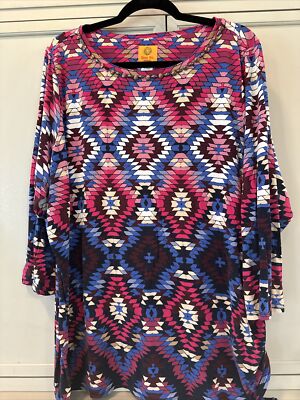 Ruby Red Women s 2x Tunic Too, Geometric, Pre-owned.