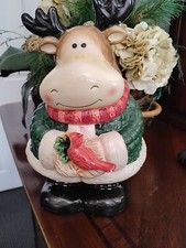 Vintage Christmas  Reindeer Moose Cookie Jar by Atico. Pictures Show chips