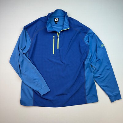 FootJoy Wind Tech Pullover Golf Jacket Mens XL Blue 1/4 Zip Palm