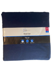 NWT MAINSTAYS TWIN SZ SOFT MICROFIBER SHEET SET 3 PIECE NAVY BLUE New 300 thread